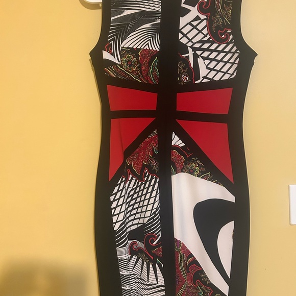 Frank Lyman Design Red and Black Midi Dress - Picture 2 of 4